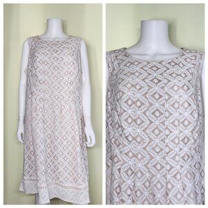 Jessica Howard Fit & Flare Dress Plus Size 14W White Lace A-line Classic Luxe
